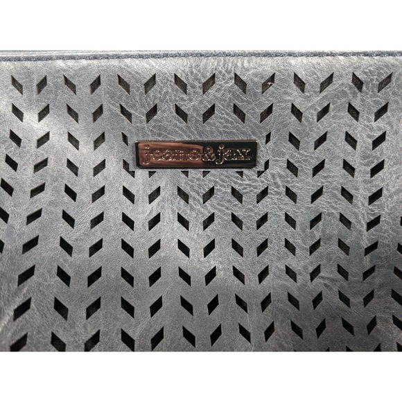 Jeane & Jax Cutout Crossbody Handbag Purse Blue Vegan Leather - Picture 7 of 7